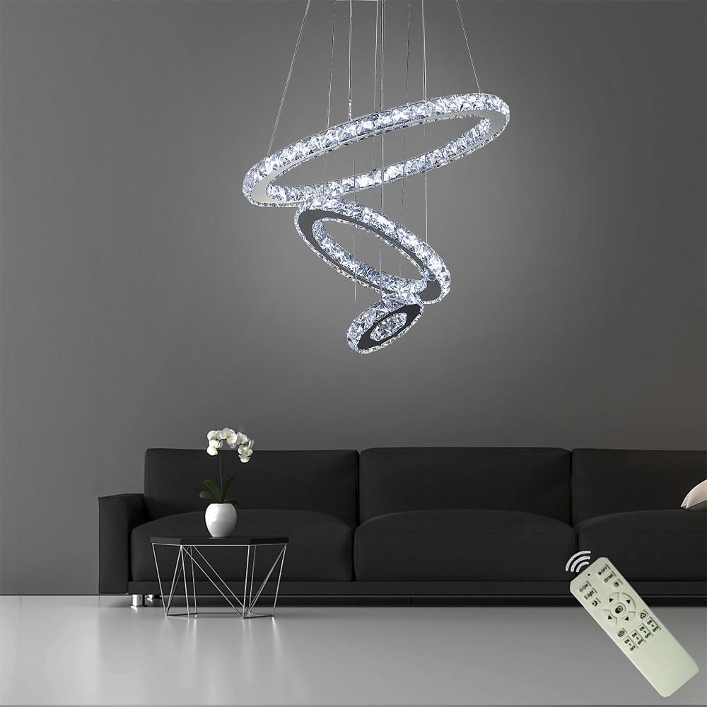 3 Ring Adjustable Circles Tiered Crystal Bling Hanging Modern Chandeliers