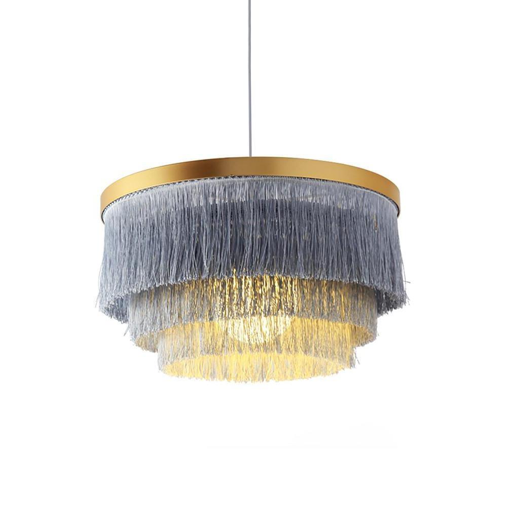 Gradated Fabric Drum Chandelier with LED Lighting, Contemporary Pendant for Dining and Living Spaces
