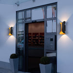 Architectural Outdoor Lighting Duo: Matte Black Flush Mount and LED Wall Sconce Set