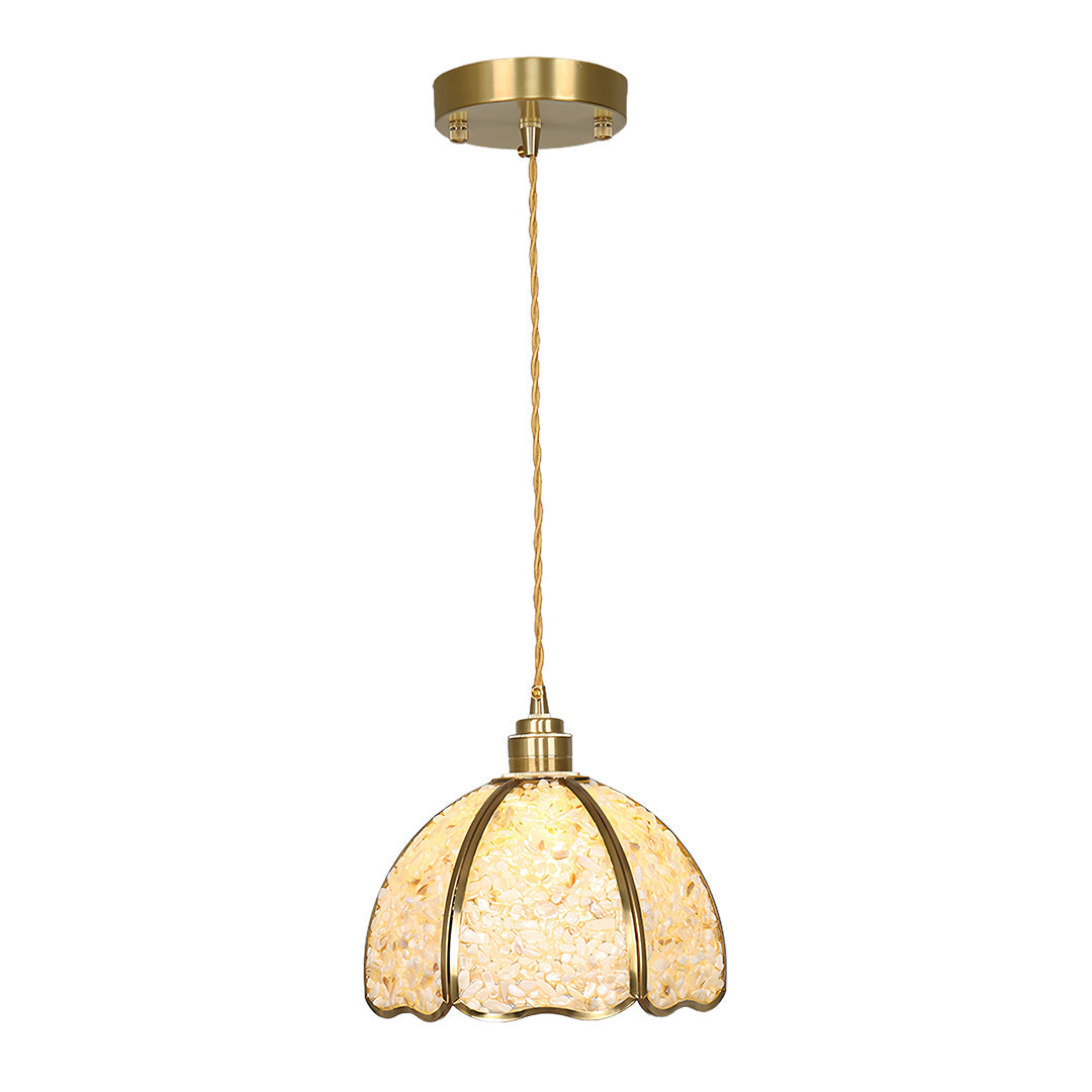 Vintage Crystal Pendant Light in Solid Copper, Small Scale