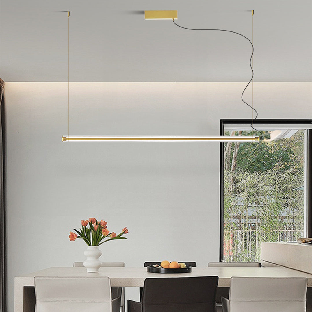 Linear LED Pendant Light in Black or Gold – Modern Minimalist Suspension Lamp