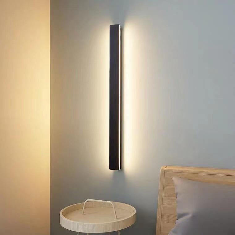 Linear Outdoor Wall Light in Black Metal, Waterproof LED Sconce