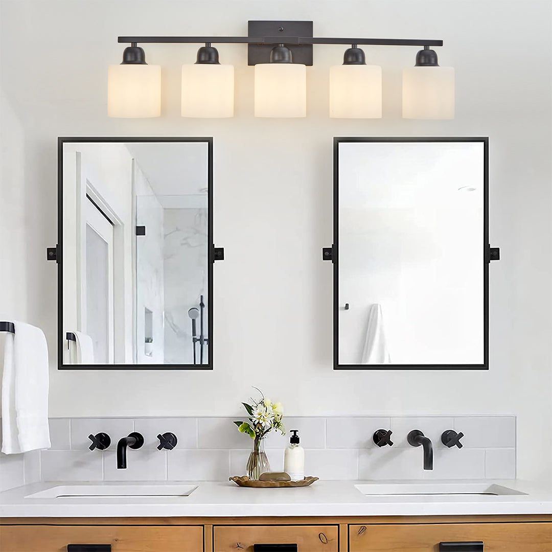 Modern Minimalist Vanity Light for Bathroom Mirror with Glass Shades