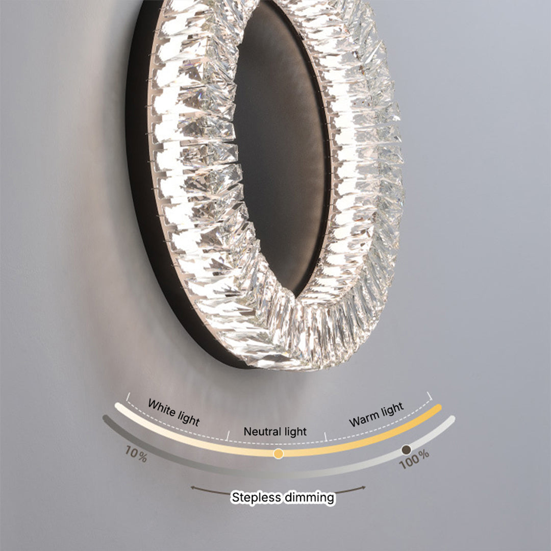 Nero Round LED Flush Mount Ceiling Light with Crystal Accents