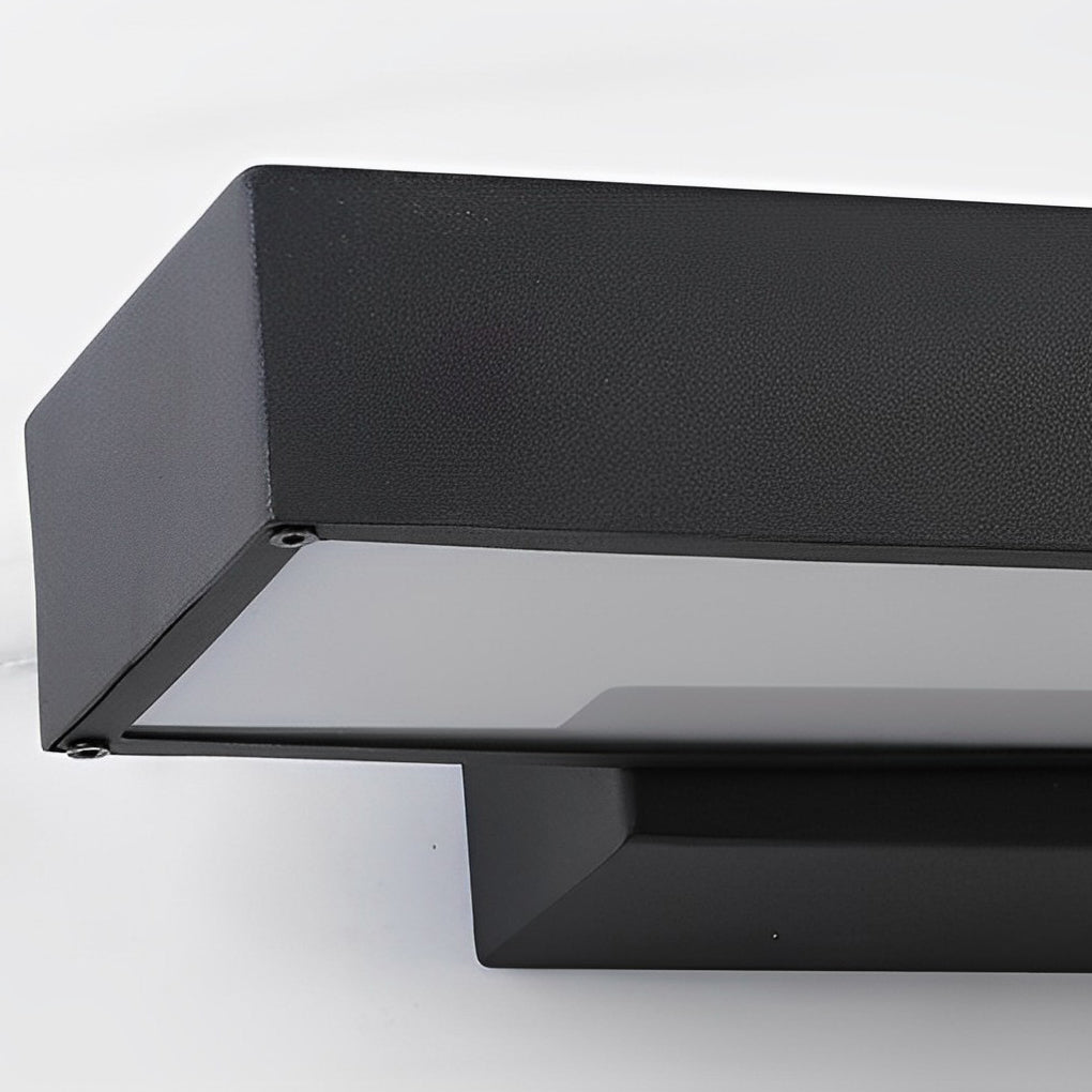 Modern Outdoor Wall Sconce with Motion Sensor in Matte Black Rectangular Design