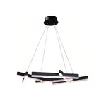 Modern Black Geometric LED Chandelier with Adjustable Hanging