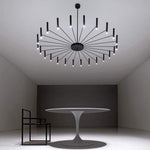 Ligmodern 24 Light Streamlined Round Chandelier 24 Led Bulbs 63 Dia Adjustable Height Black Finish