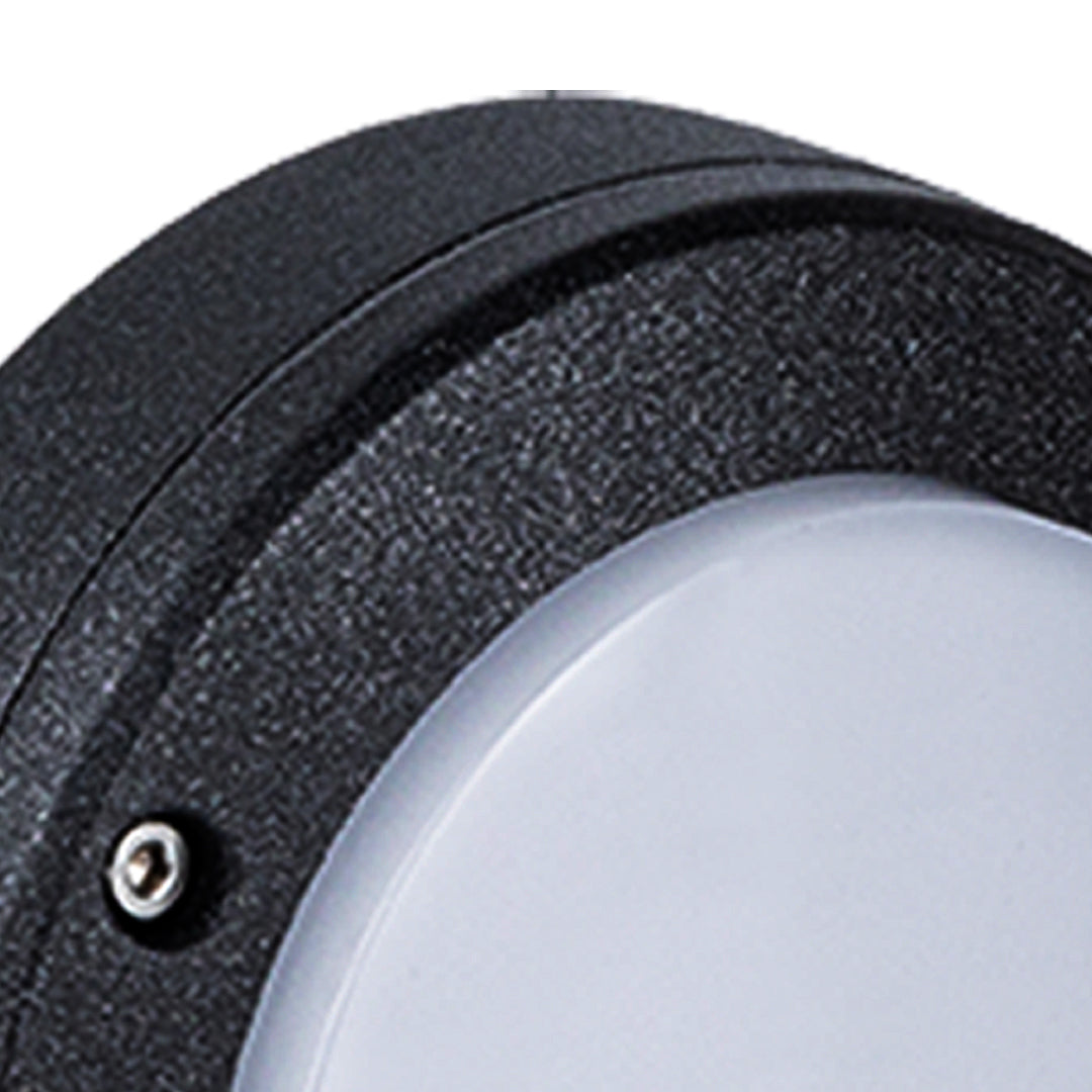 Round LED Outdoor Wall Sconce in Black Aluminum, IP65 Waterproof Minimalist Design