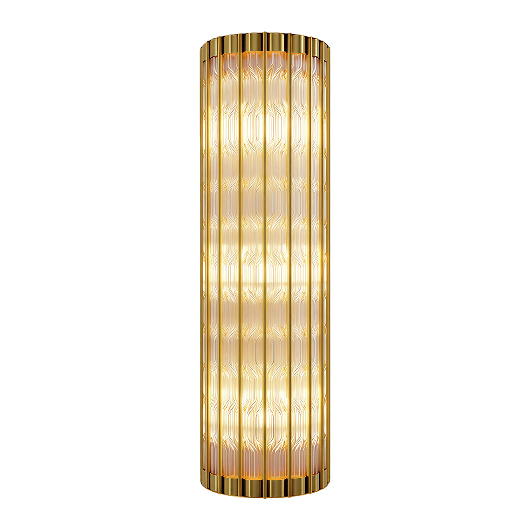 American-Style Copper Linear Wall Sconce with Clear Glass Shade