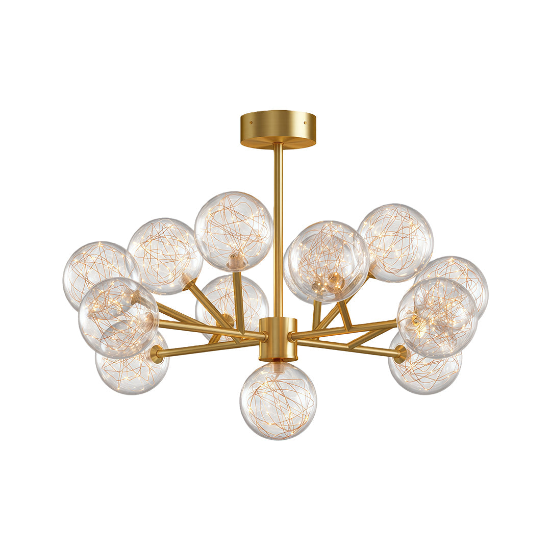 Celestial Glass Globe Chandelier – Modern Molecular LED Pendant for Dining and Living Spaces
