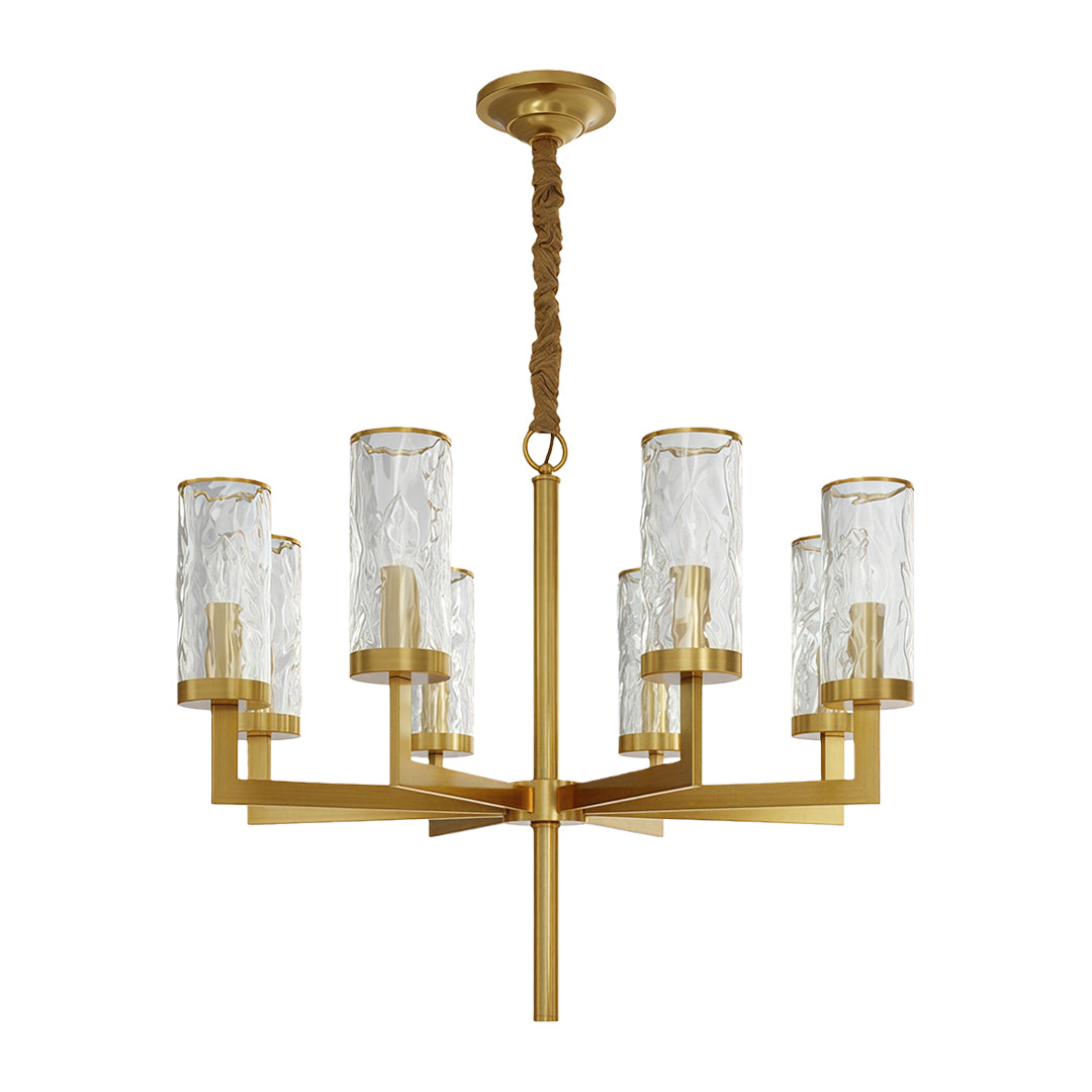 Modern Glass Island Chandelier with Copper Frame for Dining Room and Kitchen