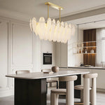 Feathers Full-Copper Chandelier with Pearl Glass Shades