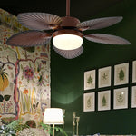 Antique Retro Led Three Color Dimming Ceiling Fan Lamp With Remote Control