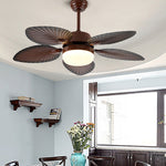Antique Retro Led Three Color Dimming Ceiling Fan Lamp With Remote Control