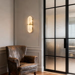Japanese Retro Marble LED Wall Sconce in Copper Finish