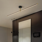 Linear LED Semi Flush Mount Ceiling Light in Black and Brass