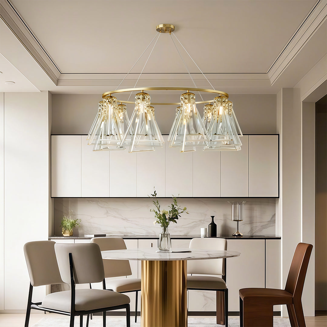 Aurelia Crystal Chandelier in Brass, Chrome, or Black