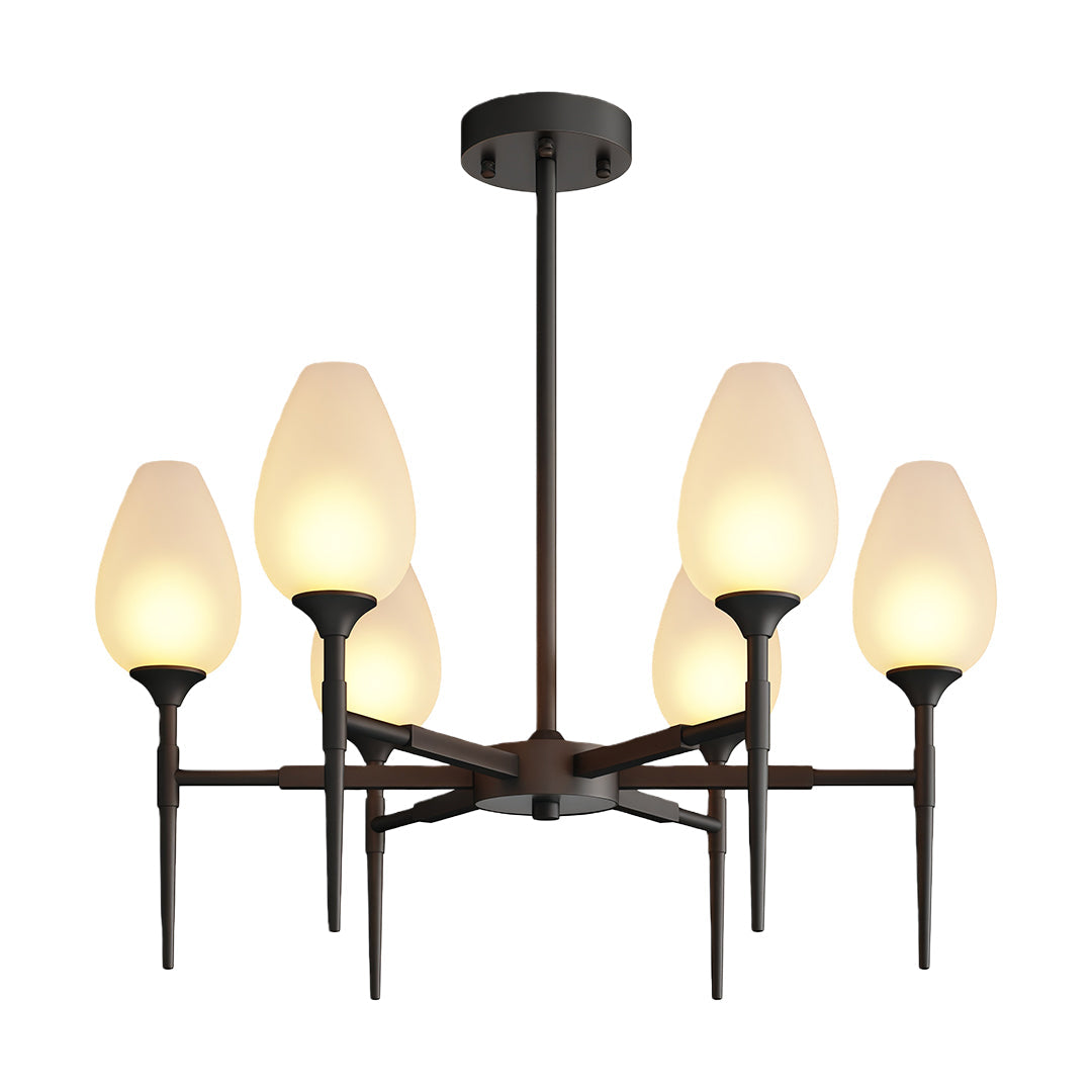 Lumina Brass Glass Chandelier – Modern Minimalist Ceiling Light