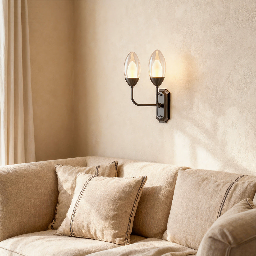 Luxury Dual Head Glass Wall Sconce in Solid Copper