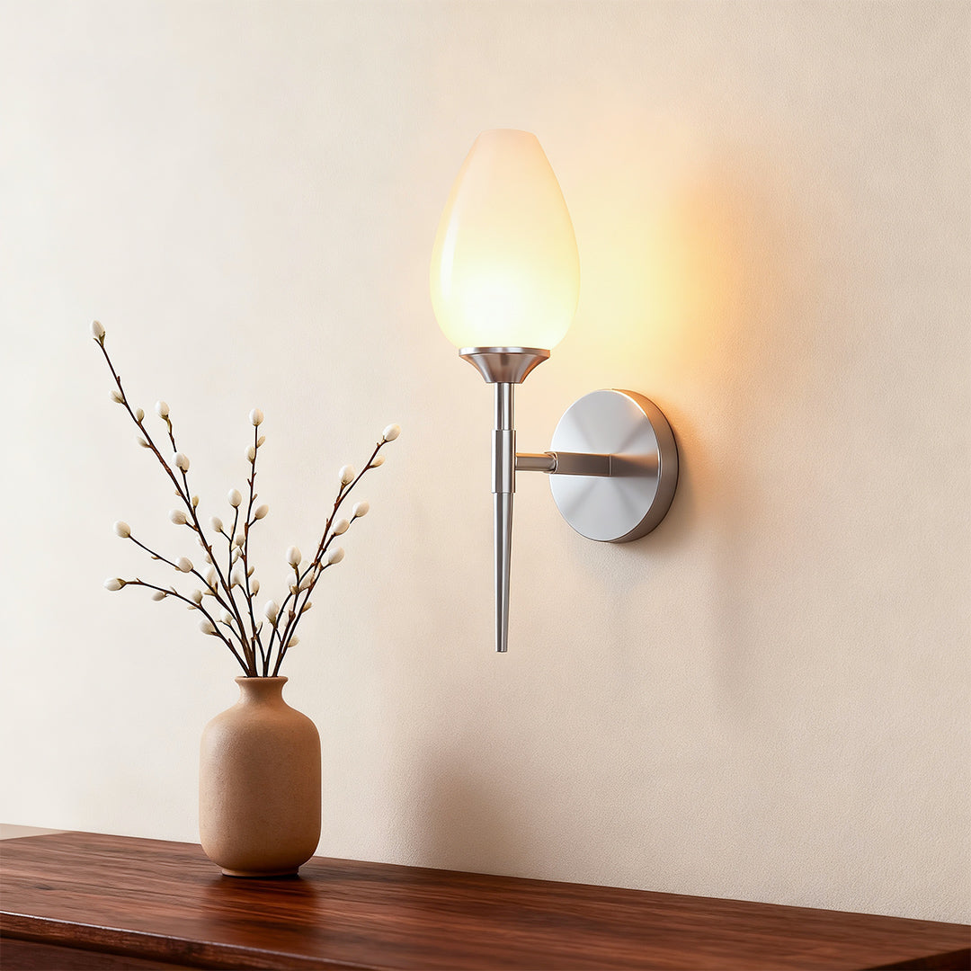 Aurelia Glass Wall Sconce in Copper, Nickel, or Black