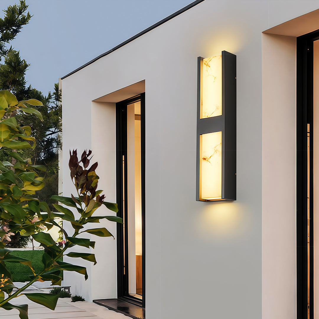 Modern Outdoor Wall Sconce with Marble Shade, IP54 Waterproof LED
