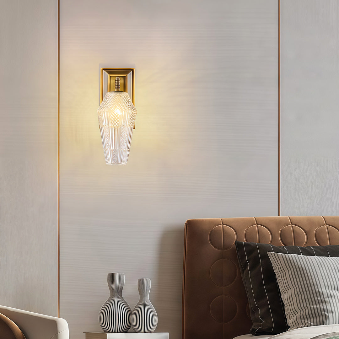 French Retro Brass LED Wall Sconce with Glass Shade for Elegant Interiors