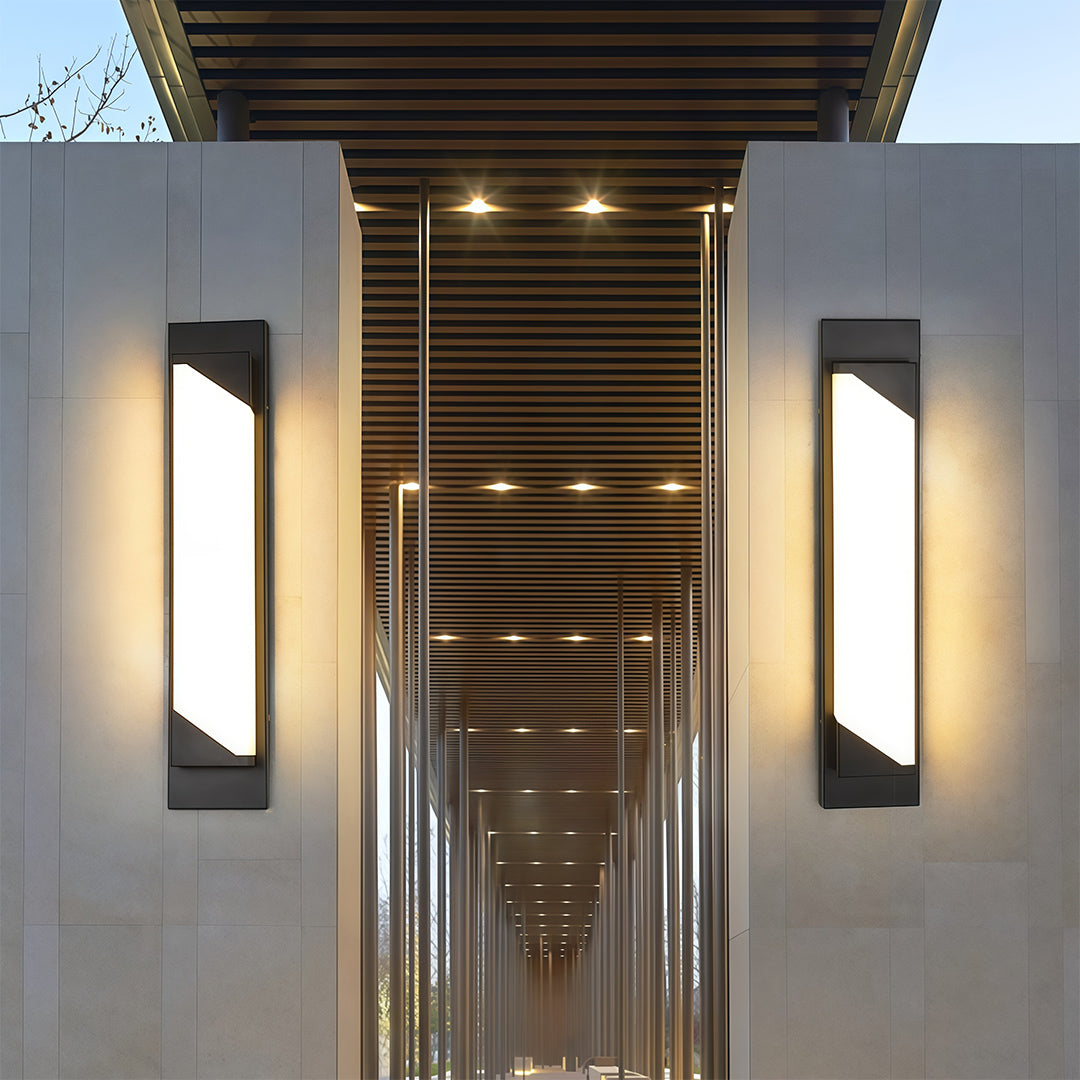 Modern Minimalist Outdoor Linear Wall Light in Sand-Black Stainless Steel