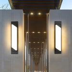 Modern Minimalist Outdoor Linear Wall Light in Sand-Black Stainless Steel