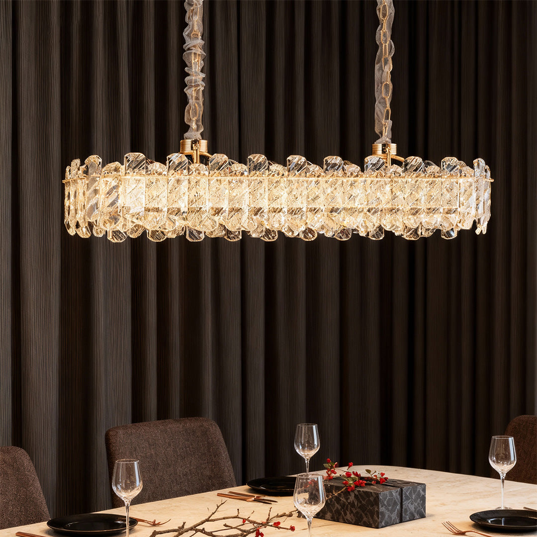 Lumina Crystal Chandelier in Champagne Gold with Adjustable LED Lighting
