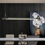 Slim Linear LED Pendant Light with Dimmable Brass Finish for Kitchen Island
