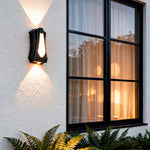Outdoor Up and Down Wall Sconce with Dual LED Lighting in Black Aluminum