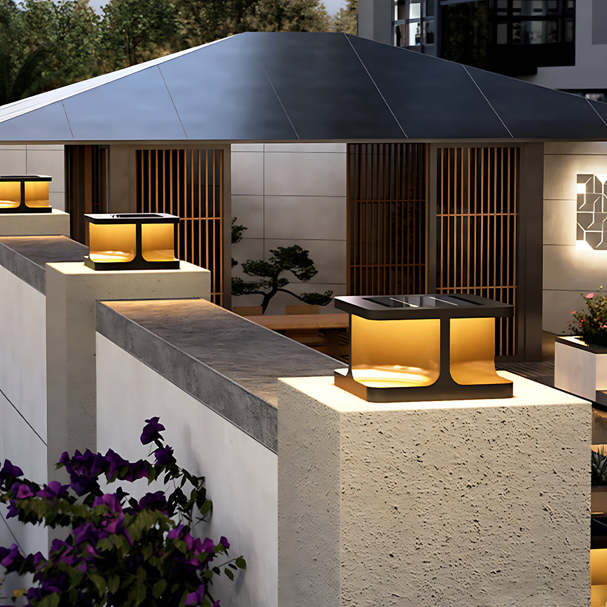 Modern Stainless Steel Square Post Lights for Courtyard and Garden