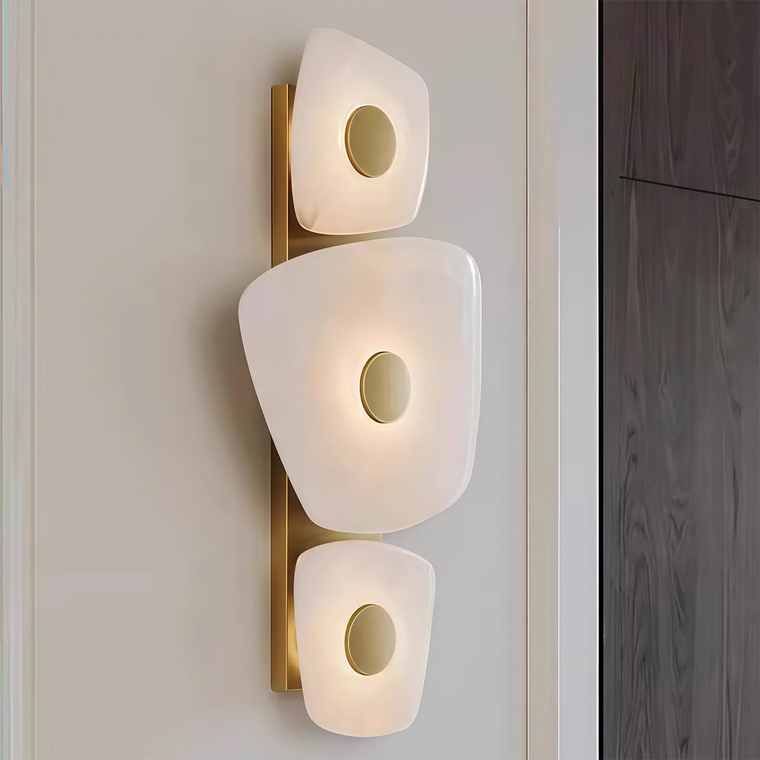 Italian Minimalist Copper Wall Sconce with Natural Marble Shade