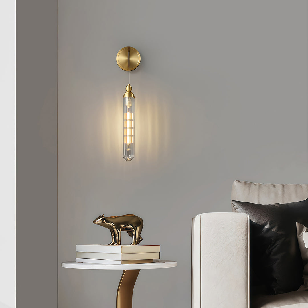 Modern Brass Wall Mount Pendant Light with Glass Shade