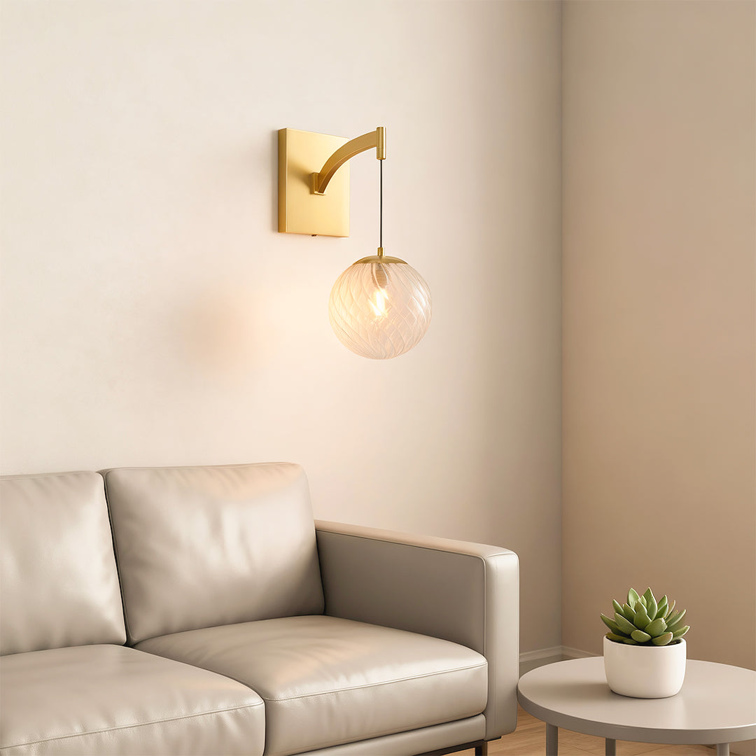 Modern Wall Mounted Pendant Light with Clear Glass Globe