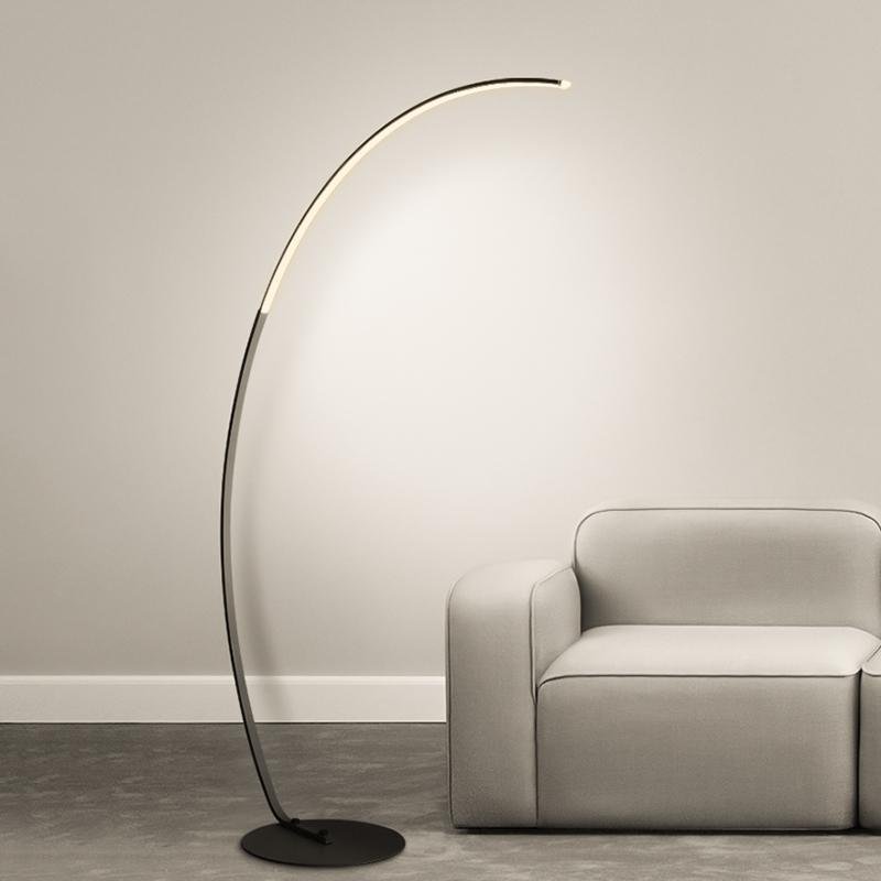 Arc Floor Lamp with Remote Control, Modern LED Aluminum Design