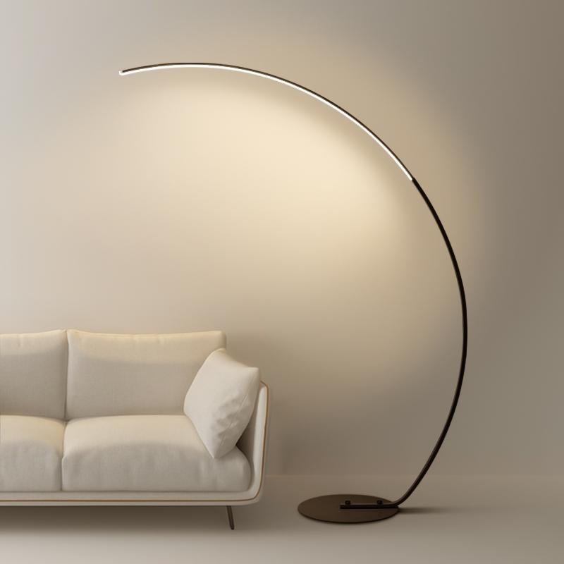 Arc Floor Lamp with Remote Control, Modern LED Aluminum Design