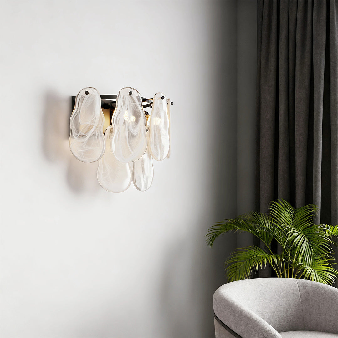 Art Deco French Glass Wall Sconce in Copper, Nickel, or Black