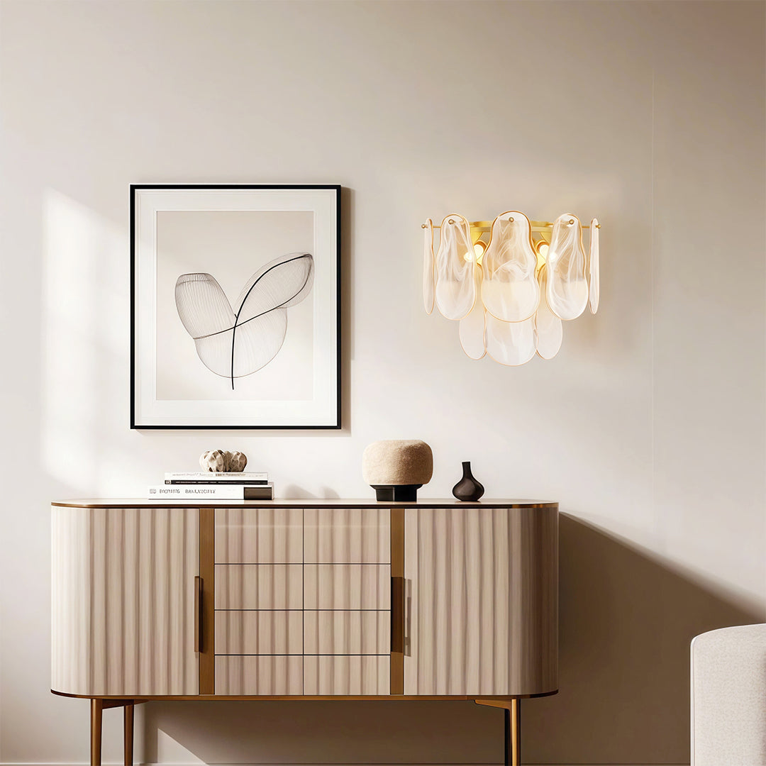 Art Deco French Luxury Wall Sconces, Copper Glass Dual-Light