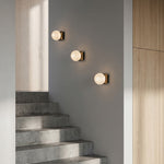 Modern Art Glass Wall Sconce with Black Metal Frame