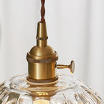 Japanese Floral Glass Pendant Light in Brushed Brass