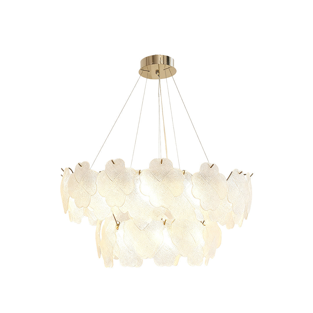 French Art Glass Chandelier with Brass Iron Frame, Modern Luxury Ceiling Light