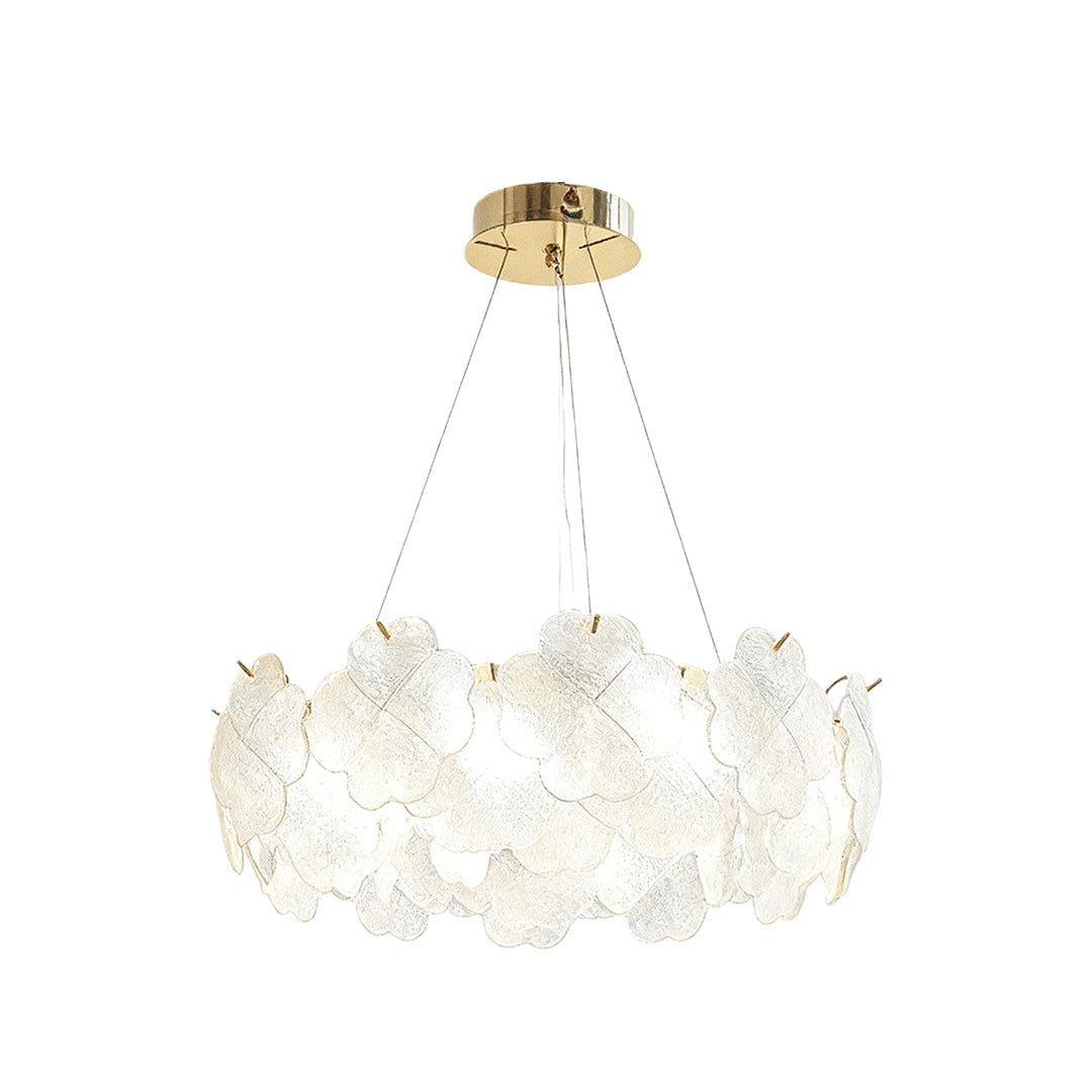 French Art Glass Chandelier with Brass Iron Frame, Modern Luxury Ceiling Light