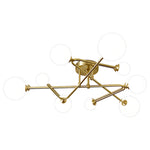 Nordic Gold Semi Flush Mount Ceiling Light with Milk Glass Shades