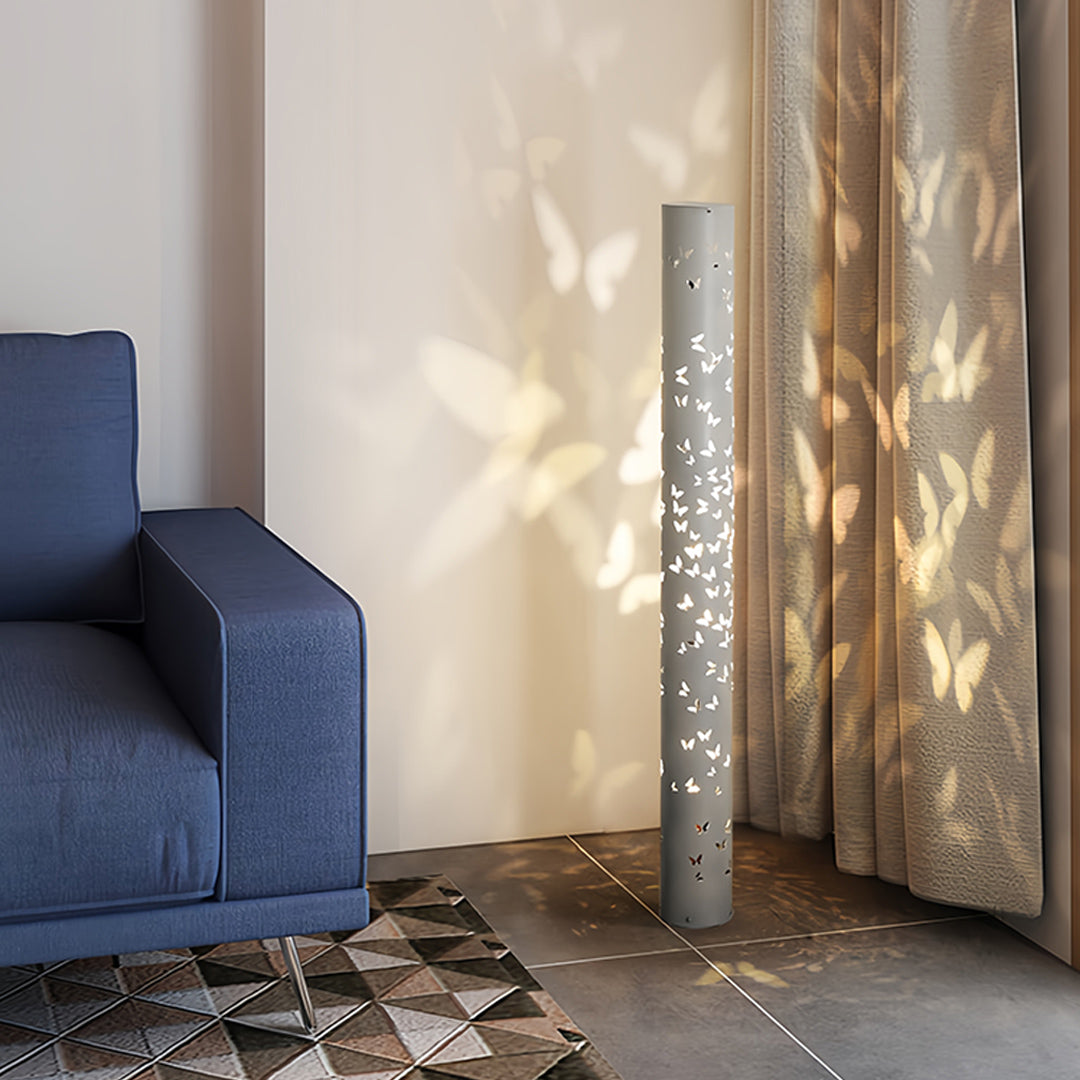 Butterfly Projection Floor Lamp – Modern Decorative Column Light