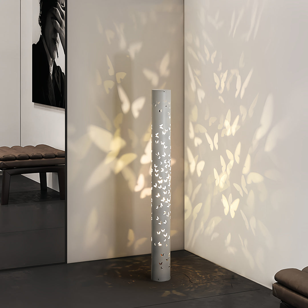 Butterfly Projection Floor Lamp – Modern Decorative Column Light