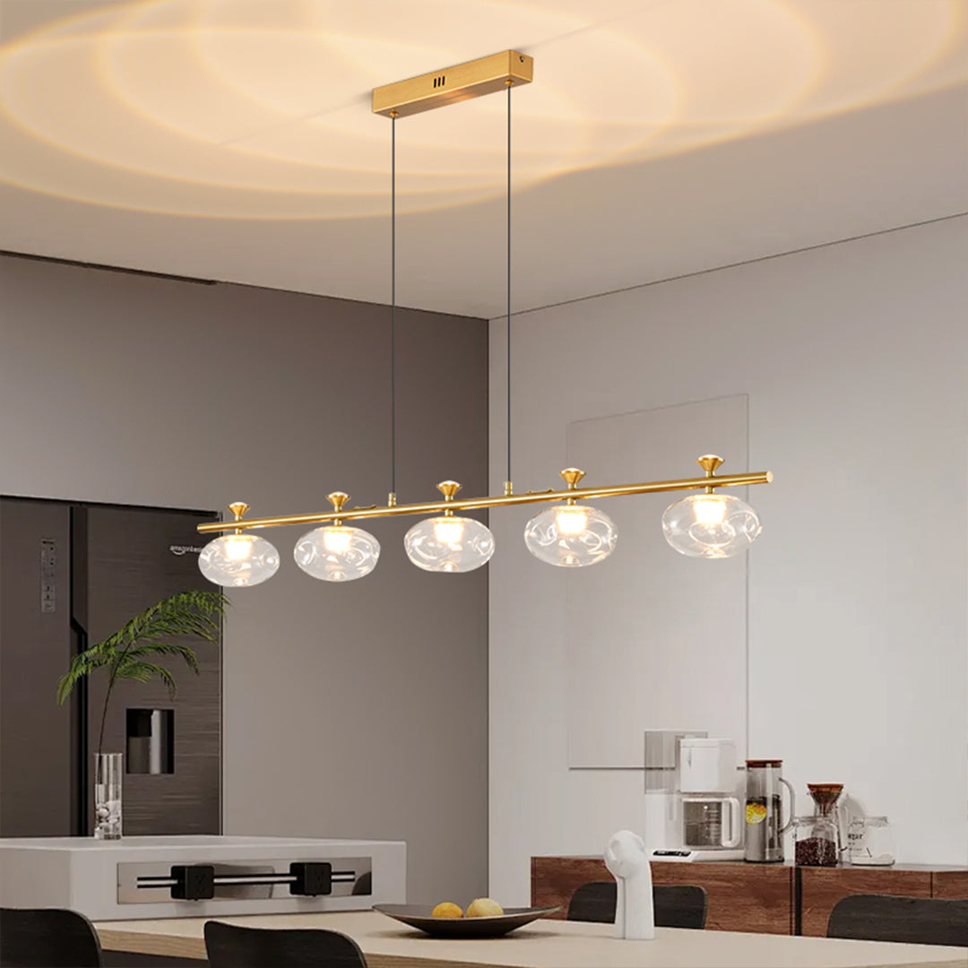 Linear Glass Chandelier Modern Minimalist Pendant Light for Dining Room and Living Room