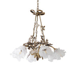 Aurelia Floral Brass Chandelier with White Glass Petals