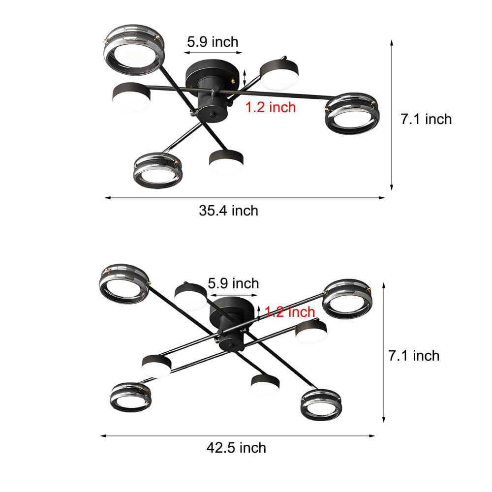 Aurelia Multi-Head Matte Black Copper Semi-Flush Ceiling Light
