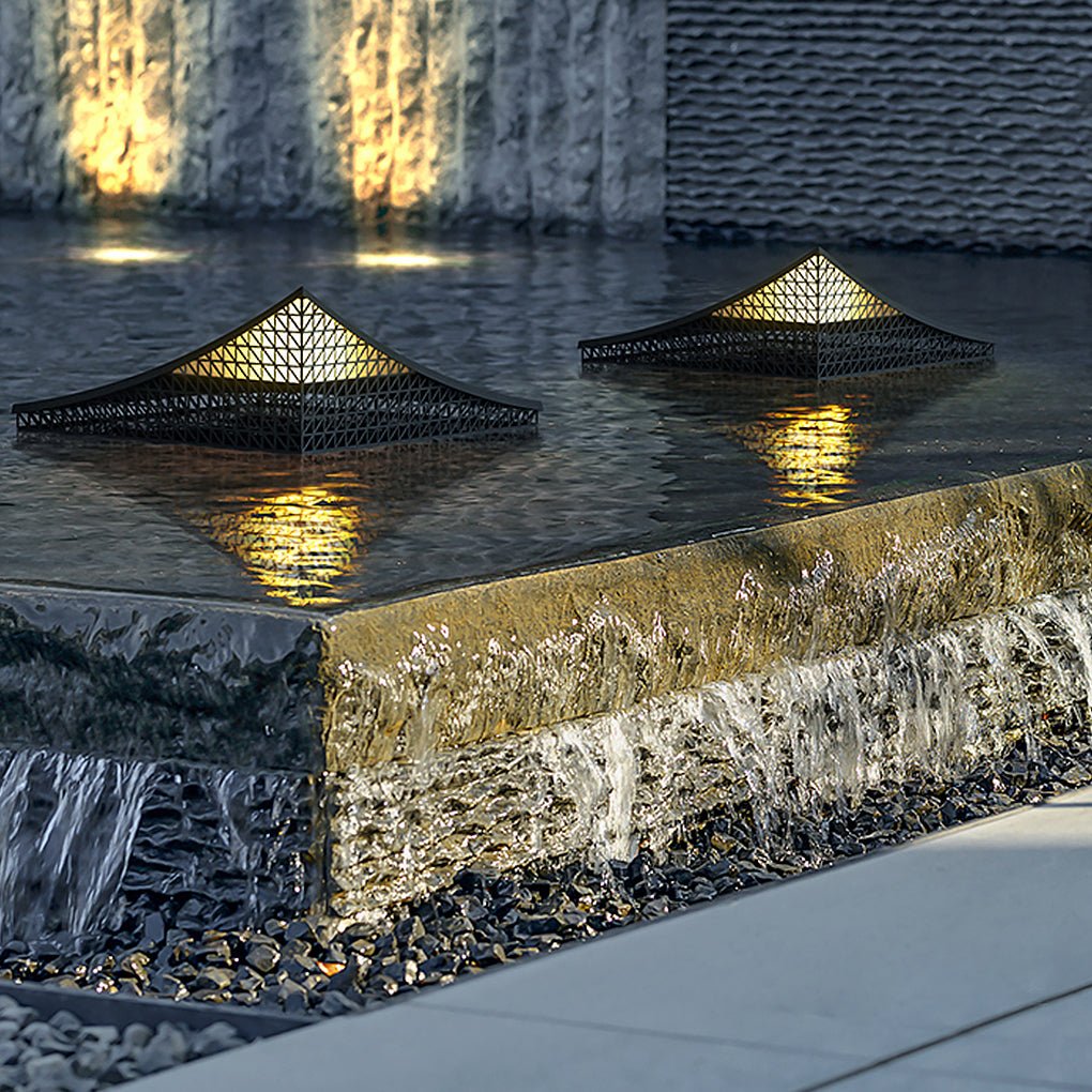 Curved Stainless Steel LED Landscape Light with Grid Design for Modern Outdoor Spaces